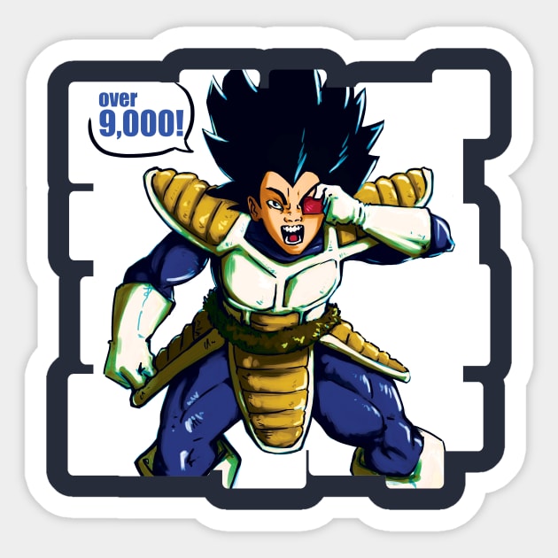 Over 9000 Sticker by BaconBabyArt